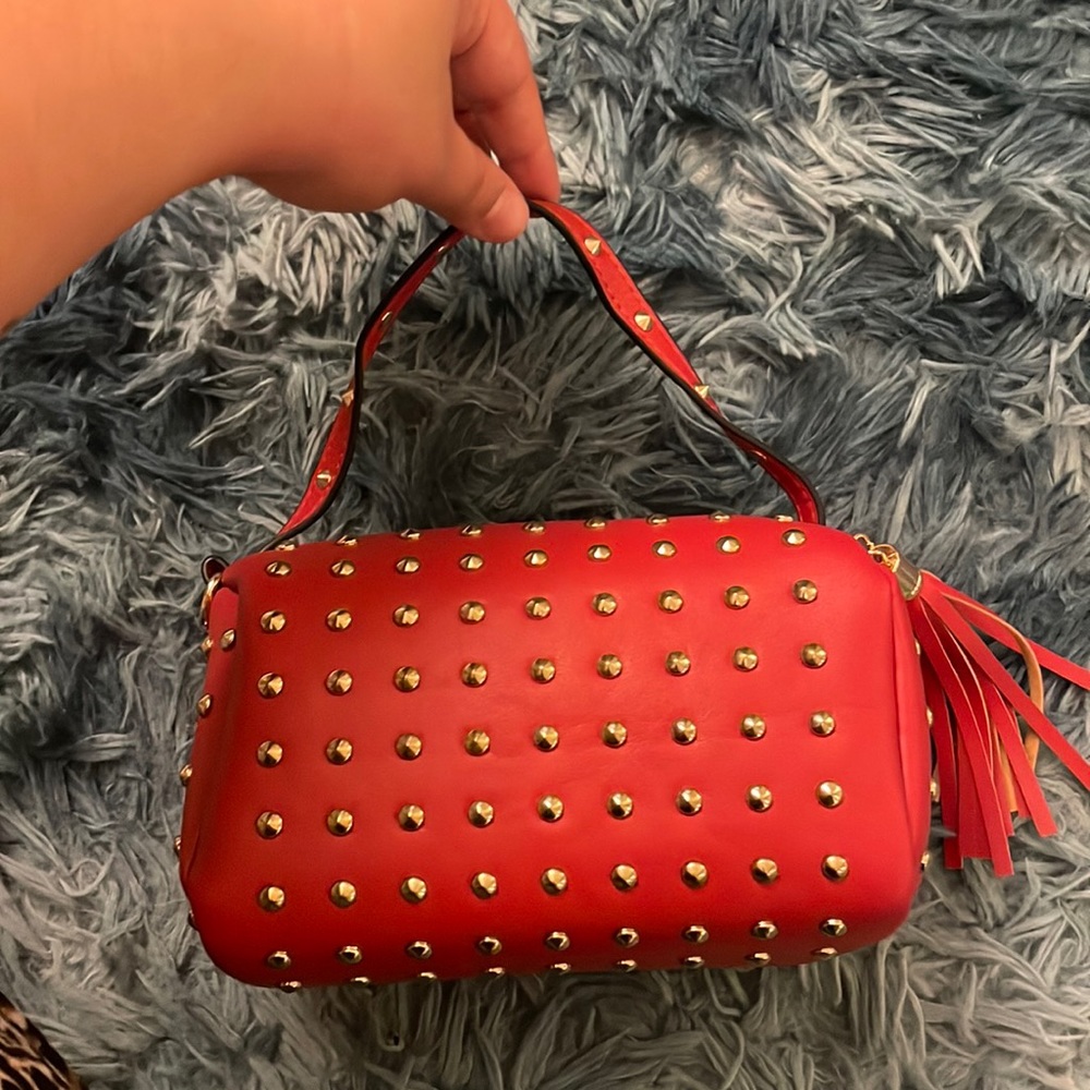 Small studded red purse
